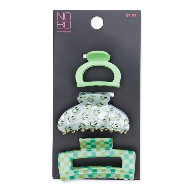 No Boundaries Juniors Claw Hair Clips, 3-Pack | Walmart (US)