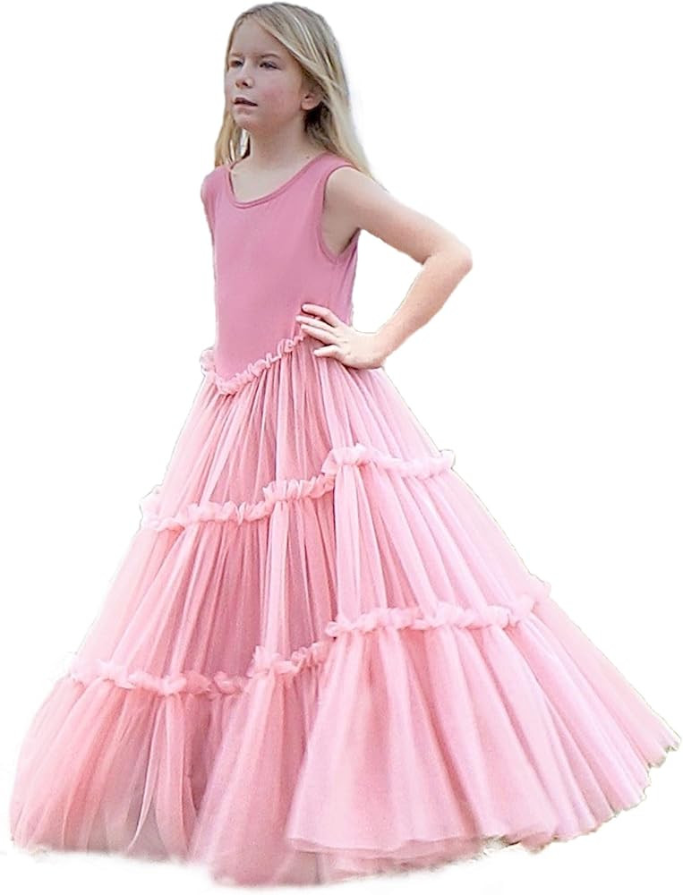 Jennifer and June Pink Tulle Girl’s Tiered Twirling Princess Gown. Sizes 2T, 3T, 4T, 5T and 6T. | Amazon (US)