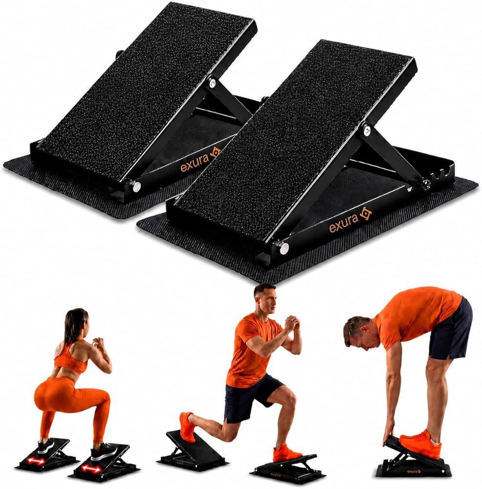 EXURA Slant Board for Calf Stretching & Plantar Fasciitis Relief, Adjustable Wide Metal Squat Wedge, Calf Stretcher for ATG Training, Knees Over Toes & Physical Therapy | Amazon (US)