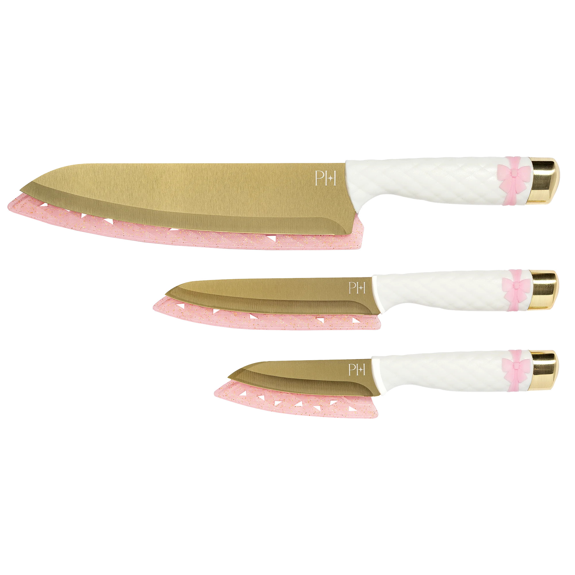 Paris Hilton 3-Piece Cutlery Set, High-Carbon Stainless Steel Blades, Matching Blade Guards, Soft... | Walmart (US)