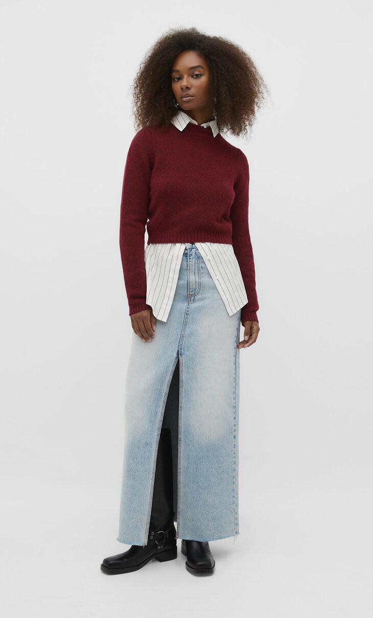 Jupe maxi en jean vintage - Mode femme | Stradivarius France | Stradivarius (FR)