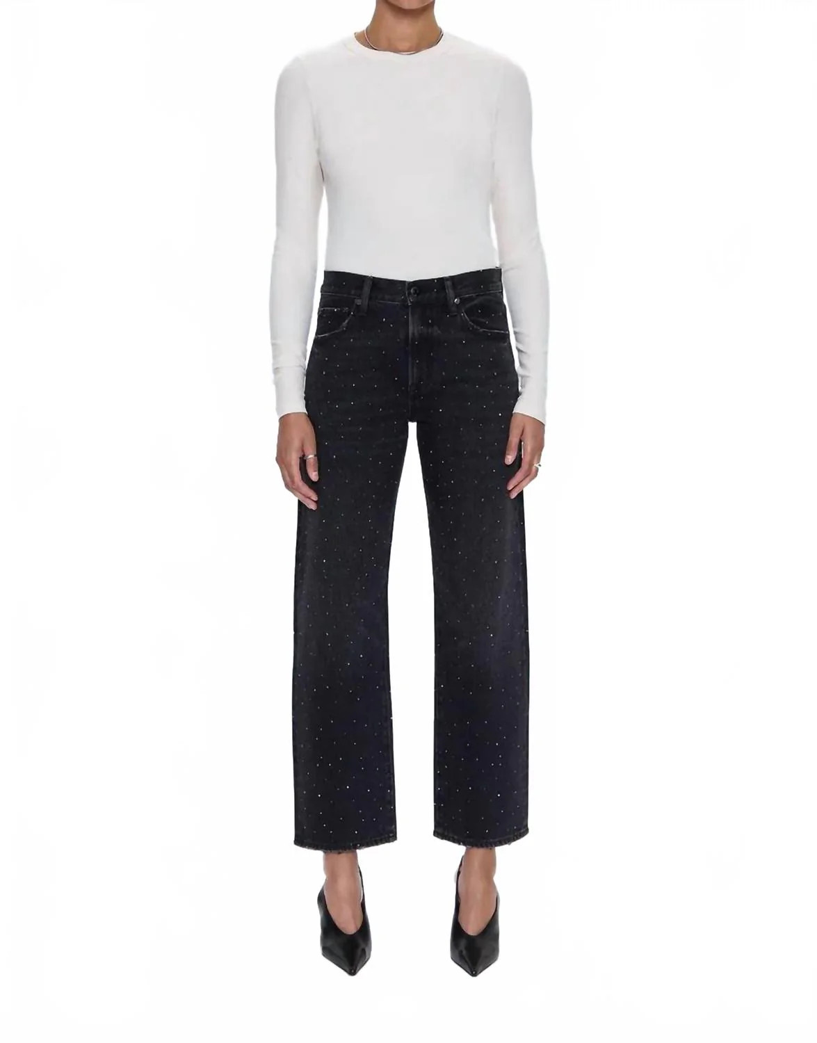 Lexi Mid Rise Bowed Straight Jean In Silver Screen | Shop Simon