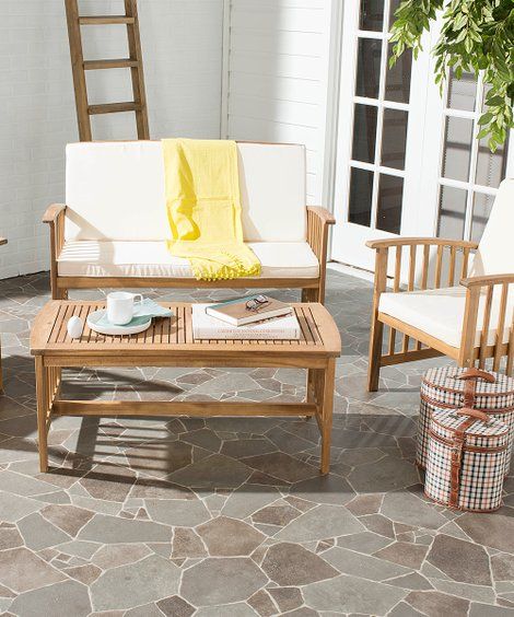 Safavieh Teak & Beige Rocklin Four-Piece Patio Set | Best Price and Reviews | Zulily | Zulily