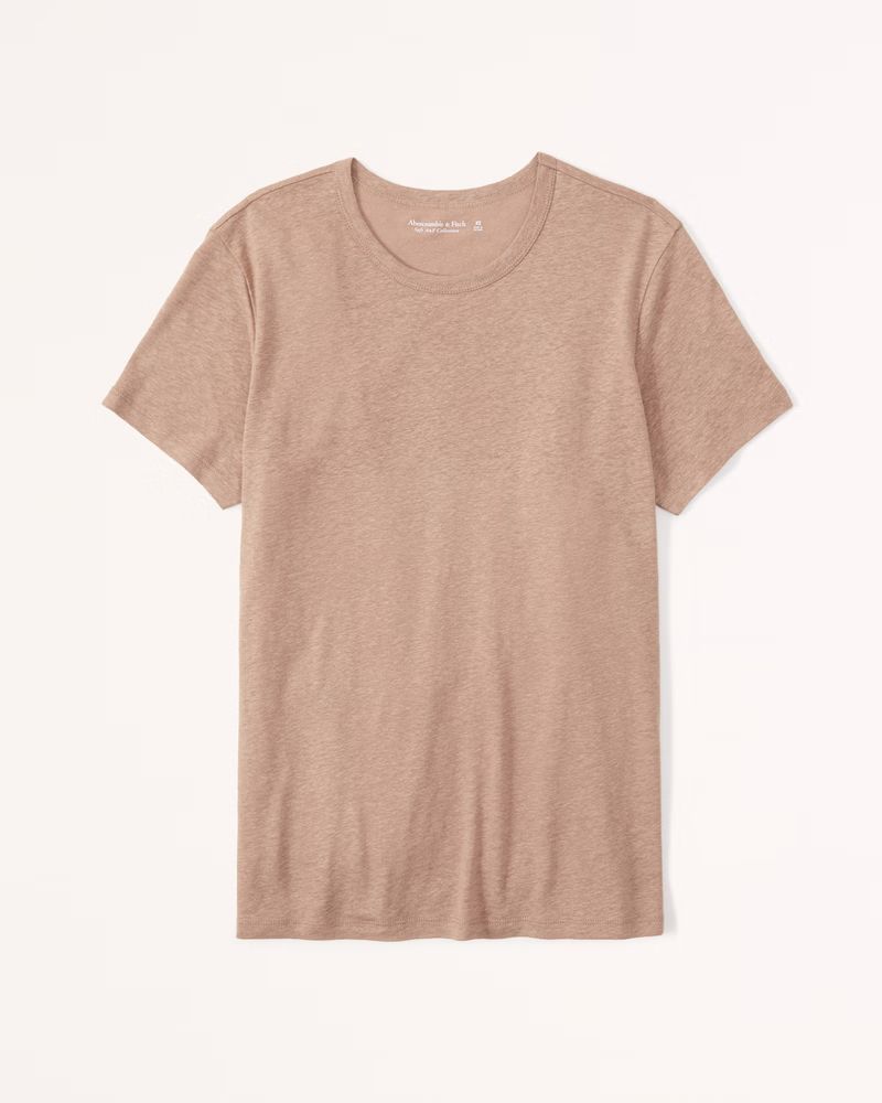 Short-Sleeve Linen-Blend Crew Tee | Abercrombie & Fitch (US)