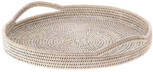 KOUBOO La Jolla Rattan Round Serving Tray, White Wash | Amazon (US)