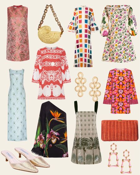 Palm Royale/ Slim Aaron’s-inspired dresses, earrings, handbags, and shoes. Palm Beach & Palm Springs 1960s vintage resort wear fashion. 

#LTKshoecrush #LTKitbag #LTKstyletip