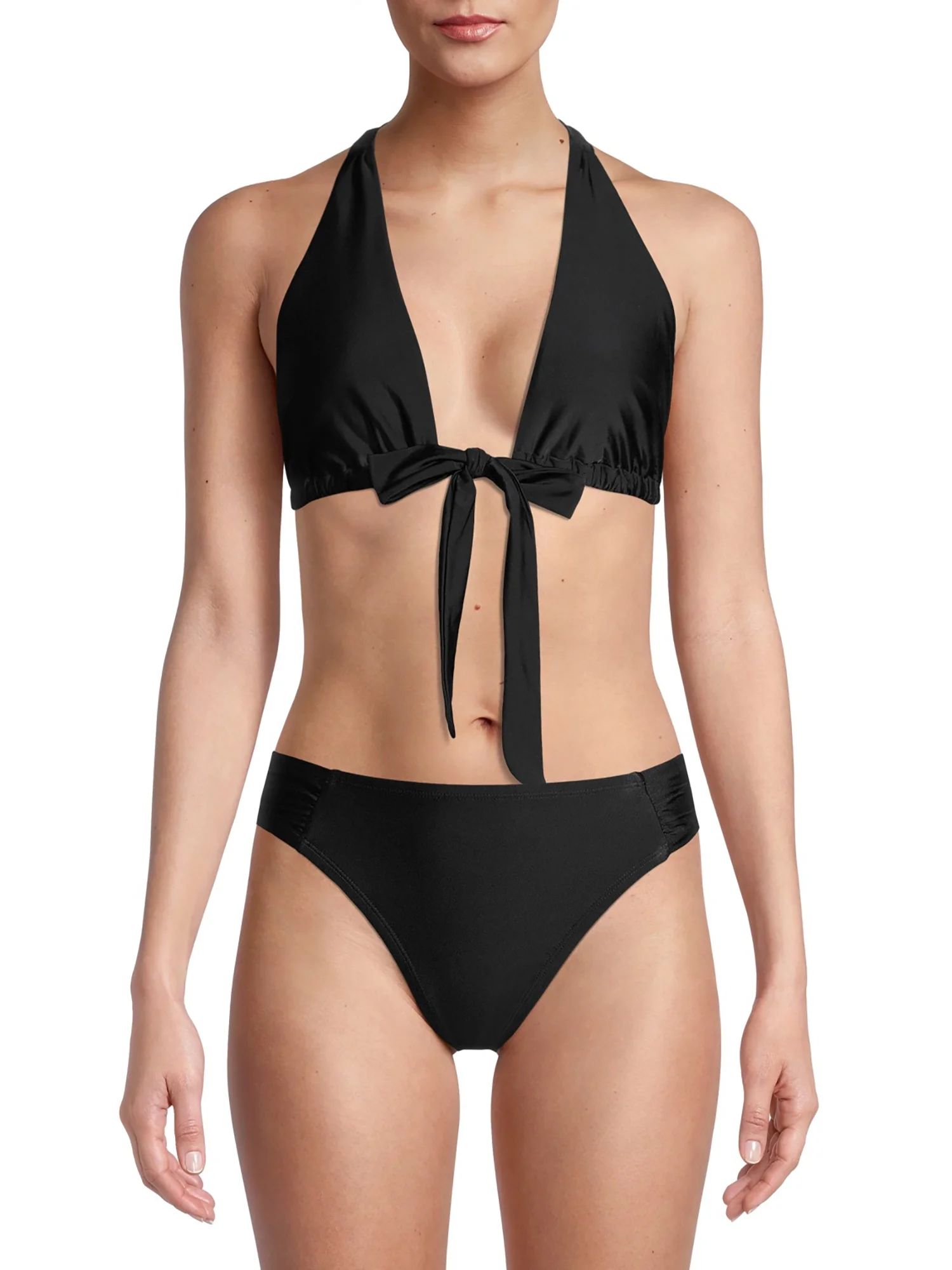 Time and Tru Women's and Women's Plus Size Tunneled Halter Bikini Top | Walmart (US)