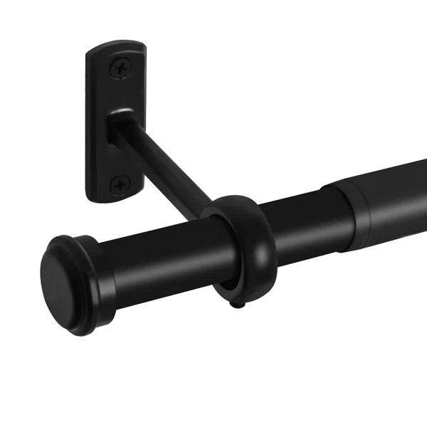 Aresha 1" Diameter Adjustable Length Single Curtain Rod Black | Wayfair North America
