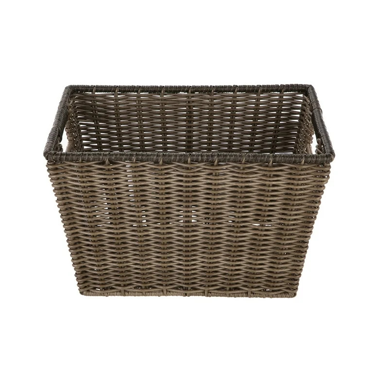 Better Homes & Gardens Large Poly Rattan Storage Basket with Handles | Walmart (US)