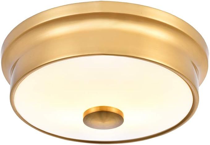 CASILVON Bedroom Modern Round Glass Gold Flush Mount Ceiling Light, Ceiling Lamp, Light Fixture f... | Amazon (US)