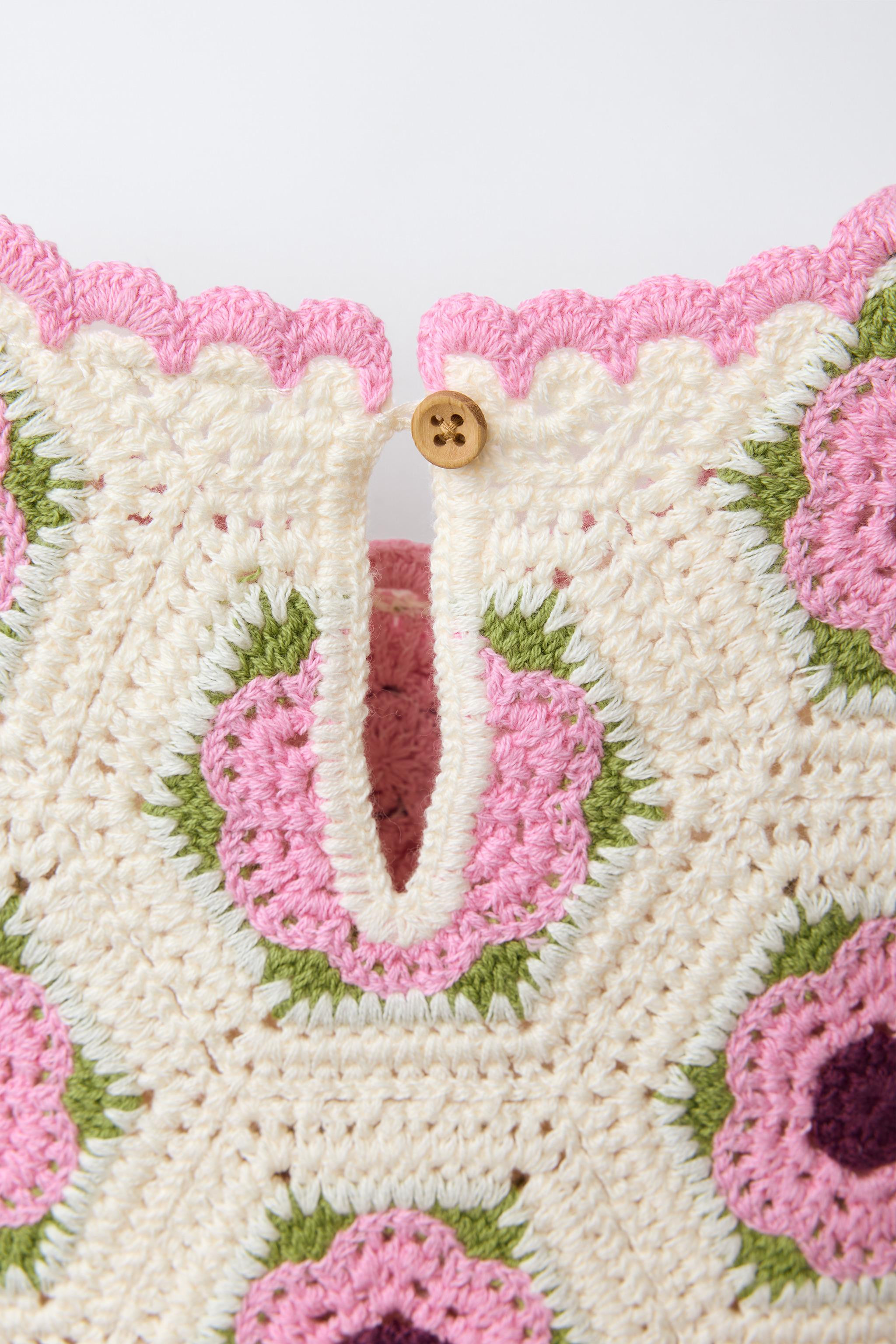 CROCHET KNIT FLORAL DRESS | Zara US