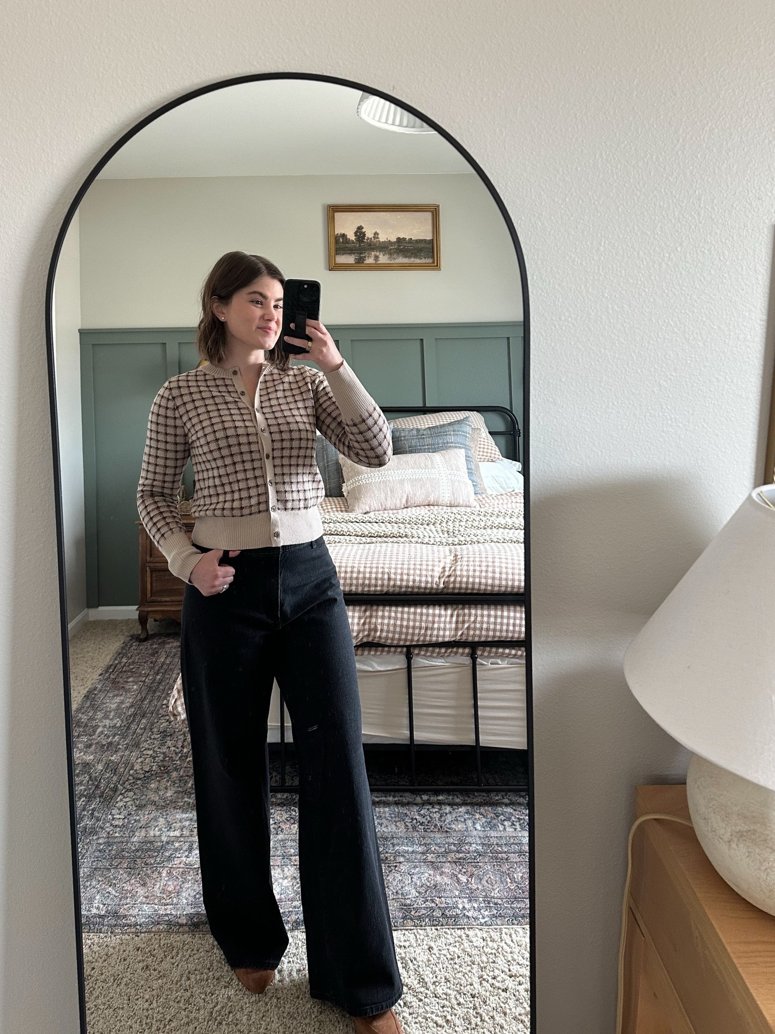 Plaid cardigan, black wide legged sailor jeans, pointed mules, fall outfit, teacher outfit, back to school, petite fashion, old navy fashion, target fashion

#LTKootd #LTKPetite #LTKWorkwear