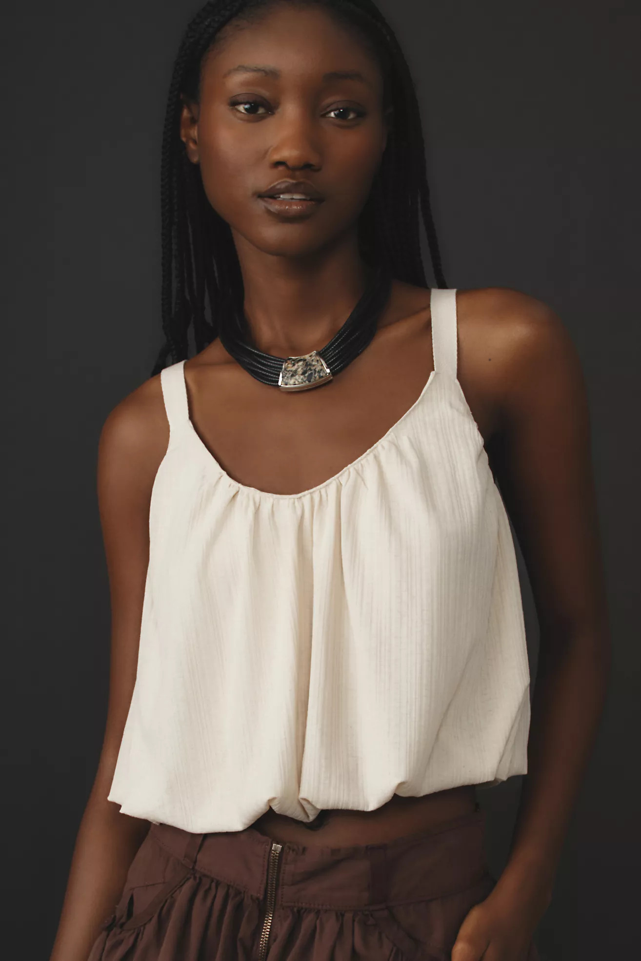 By Anthropologie Sheer Ribbed Buckle Bubble Tank | Anthropologie (US)