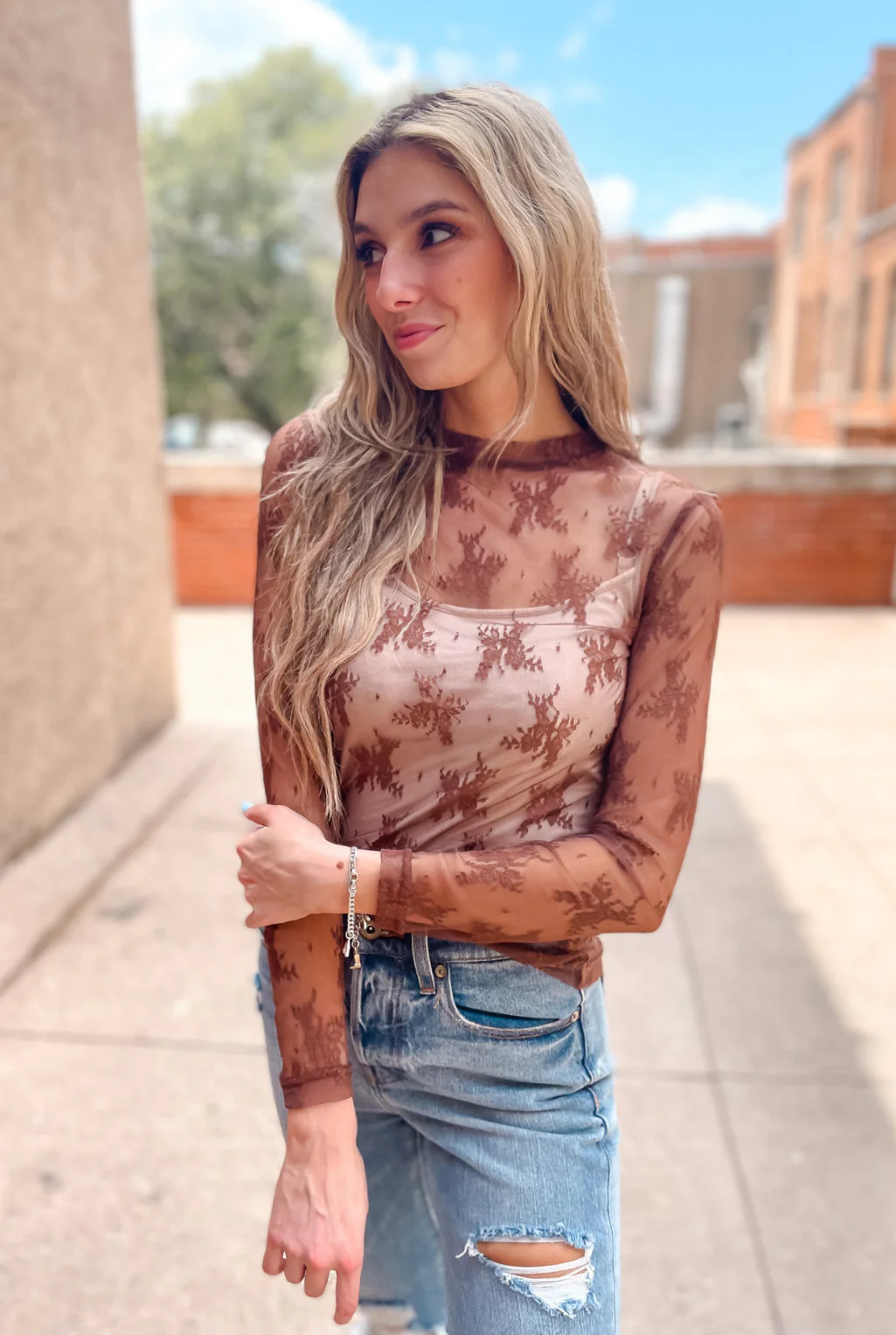 Haven Lace Top - Brown Large | Tucker Brown