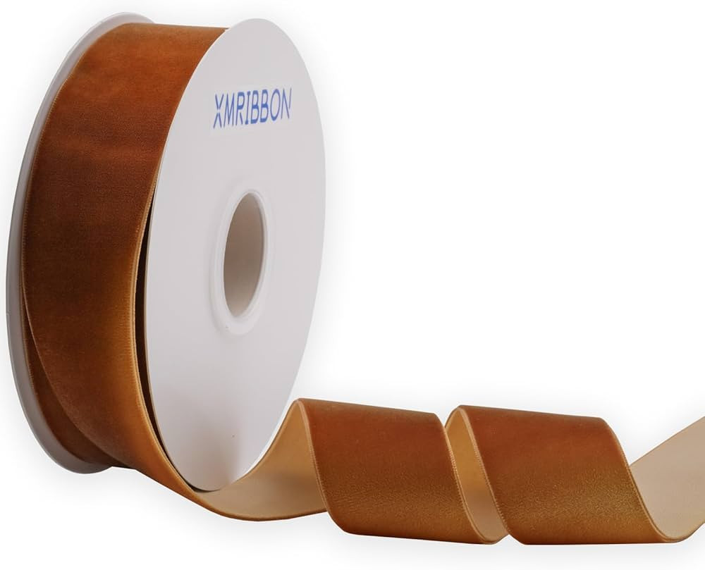 Copper Velvet Ribbon Single Faced, 1 1/2 Inch by 10 Yards Spool | Amazon (US)