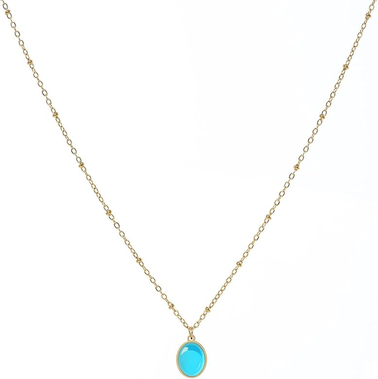 Crystal Gold Necklace For Women Dainty 14K Gold Plated/Silver Chain Stone Pendent Necklace Simple... | Amazon (US)