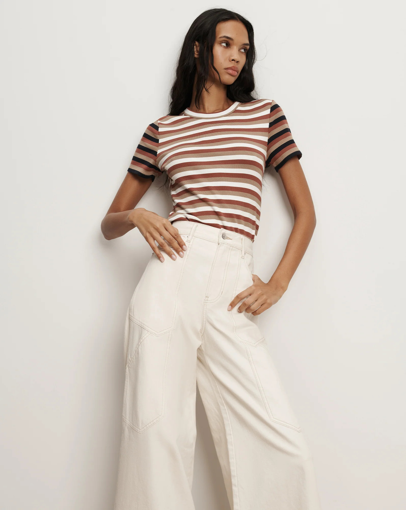 Pruitt Striped Ribbed T-Shirt | Veronica Beard