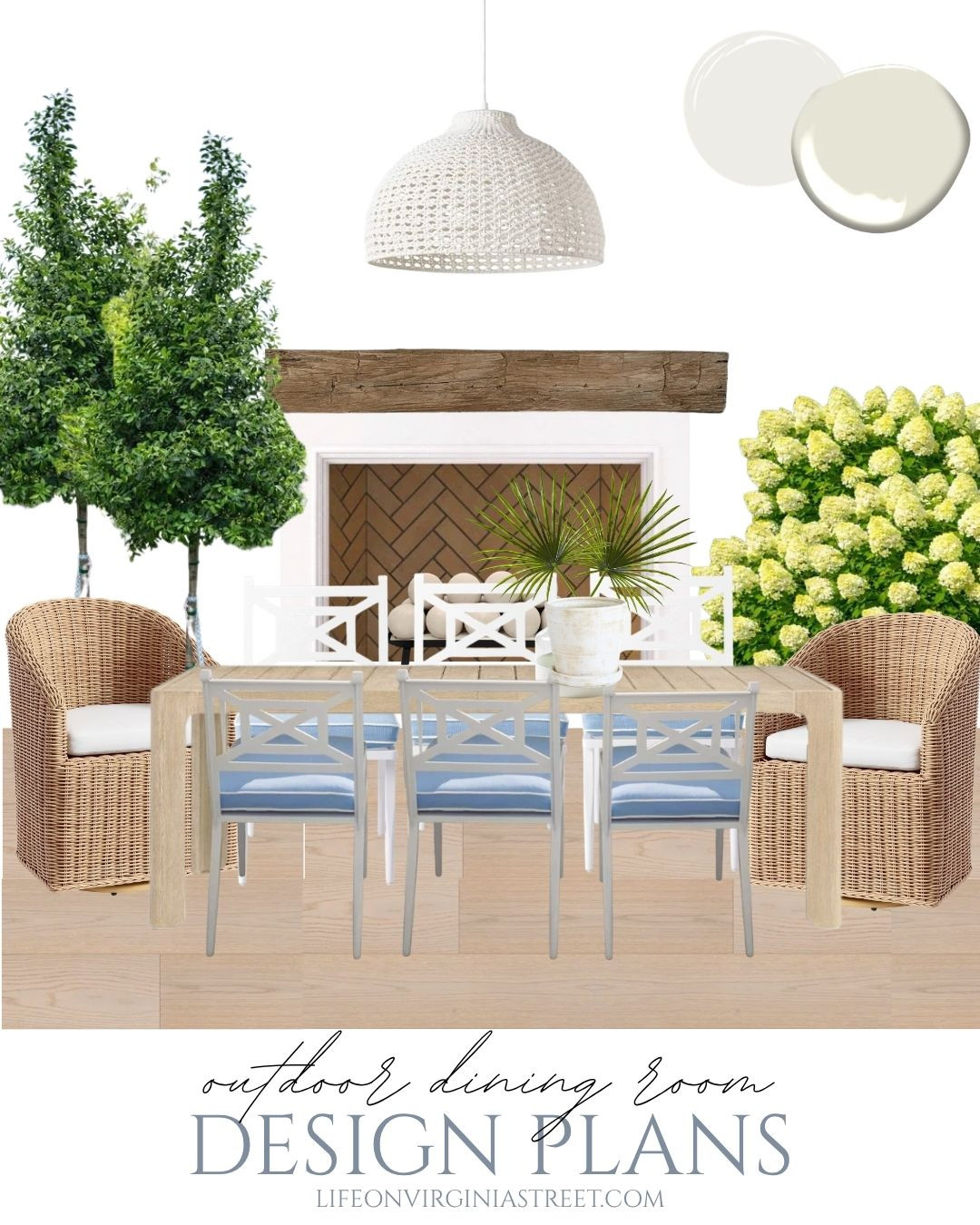 Our coastal outdoor dining room design plans! See all of our outdoor designs (including landscaping) here: https://lifeonvirginiastreet.com/screened-in-porch-pool-deck-landscaping-design-plans/

#LTKHome #LTKSeasonal #LTKSaleAlert #LTKOver40 #LTKSeasonal #LTKHome #LTKSaleAlert