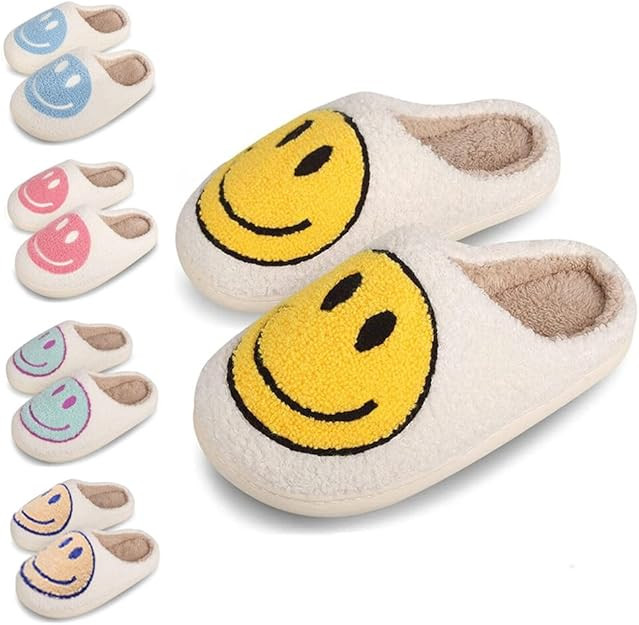 dubuto Smile Face Slippers for Girls Boys, Cute Soft Plush Anti-slip Fluffy Fuzzy House Slippers ... | Amazon (US)