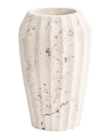 8in Fluted Travertine Stone Vase | TJ Maxx