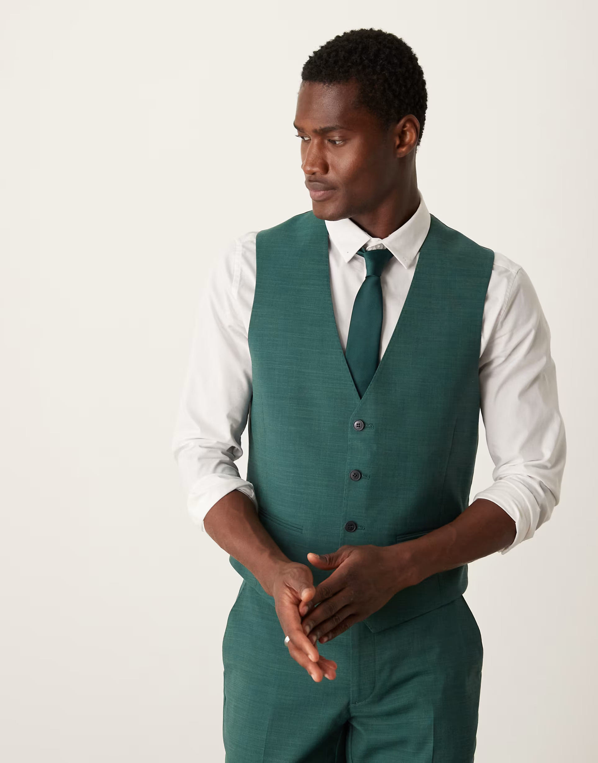 ASOS DESIGN slim suit pants in green crosshatch | ASOS (Global)