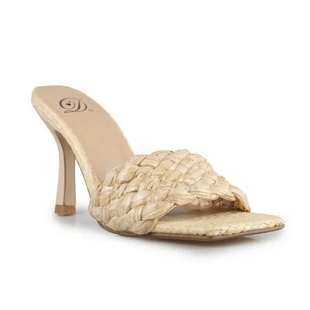 Women s Earthy Elegance Straw-Embellished Stiletto Sandals | Walmart (US)