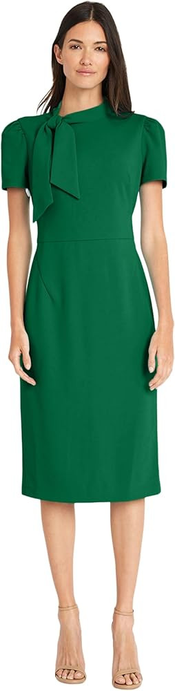 Maggy London Women's Midi Short Sleeve Sheath with Neck Tie Career Office Work Wear, Formal Garde... | Amazon (US)