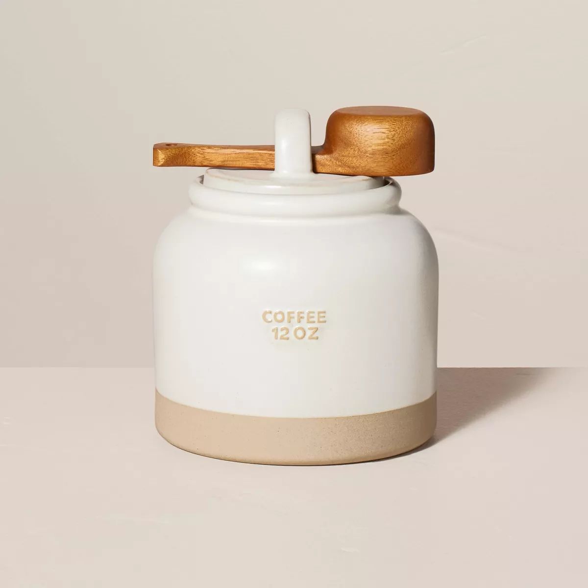 12oz Stoneware Crock Coffee Canister with Scoop Cream/Clay - Hearth & Hand™ with Magnolia | Target