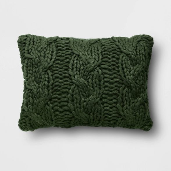 14"x20" Holiday Chunky Cable Knit Lumbar Throw Pillow - Threshold™ | Target