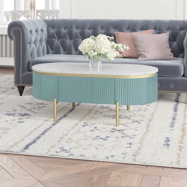 Cervantes 47.75" Width 1-Drawer Oval Coffee Table | Wayfair North America