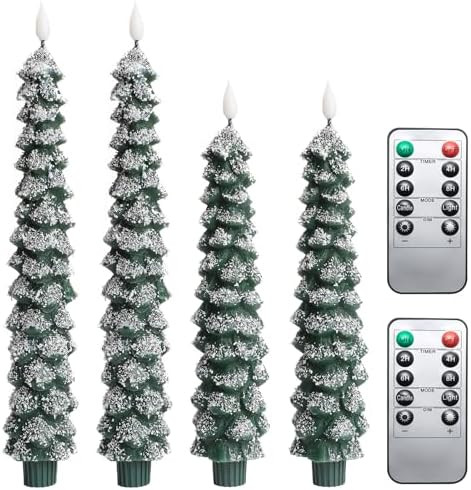MUMCHASI 4 Pcs Flameless Taper Candles, Christmas Tree Candles with Remote, Battery Operated Cand... | Amazon (US)