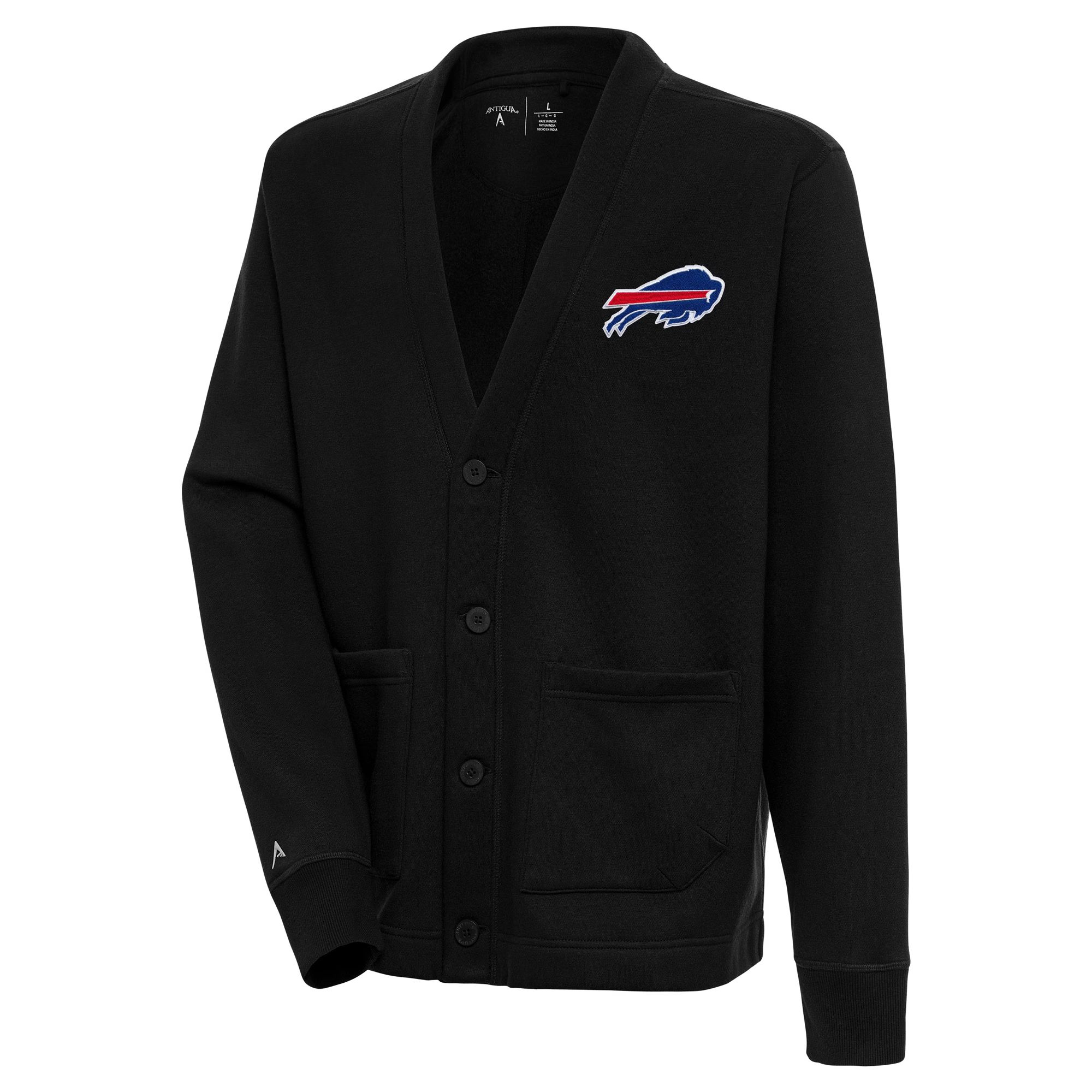 Men's Buffalo Bills  Antigua Black Victory Button-Up Cardigan | NFL Shop