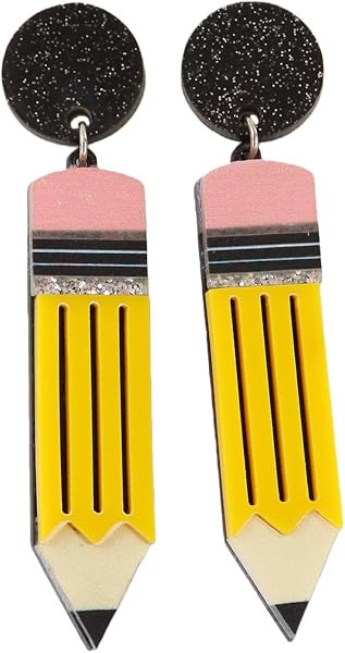 Handmade Colorful Acrylic Crayon Pencil Drop Dangle Earrings Funny Resin Reading Teach Earrings T... | Amazon (US)