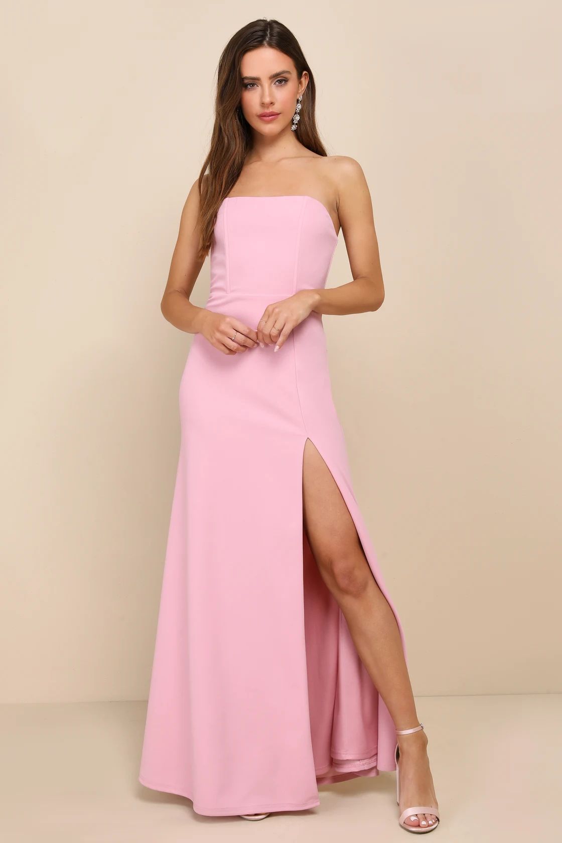 Night of Compliments Rose Pink Strapless Bustier Maxi Dress | Lulus