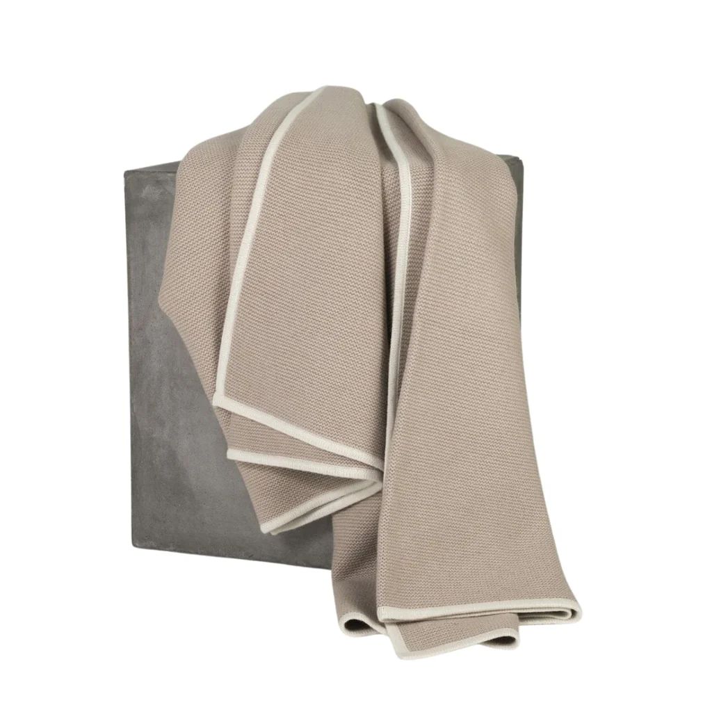 Soft Tan and Cream Purl Knit Cashmere Throw | Paloma & Co.