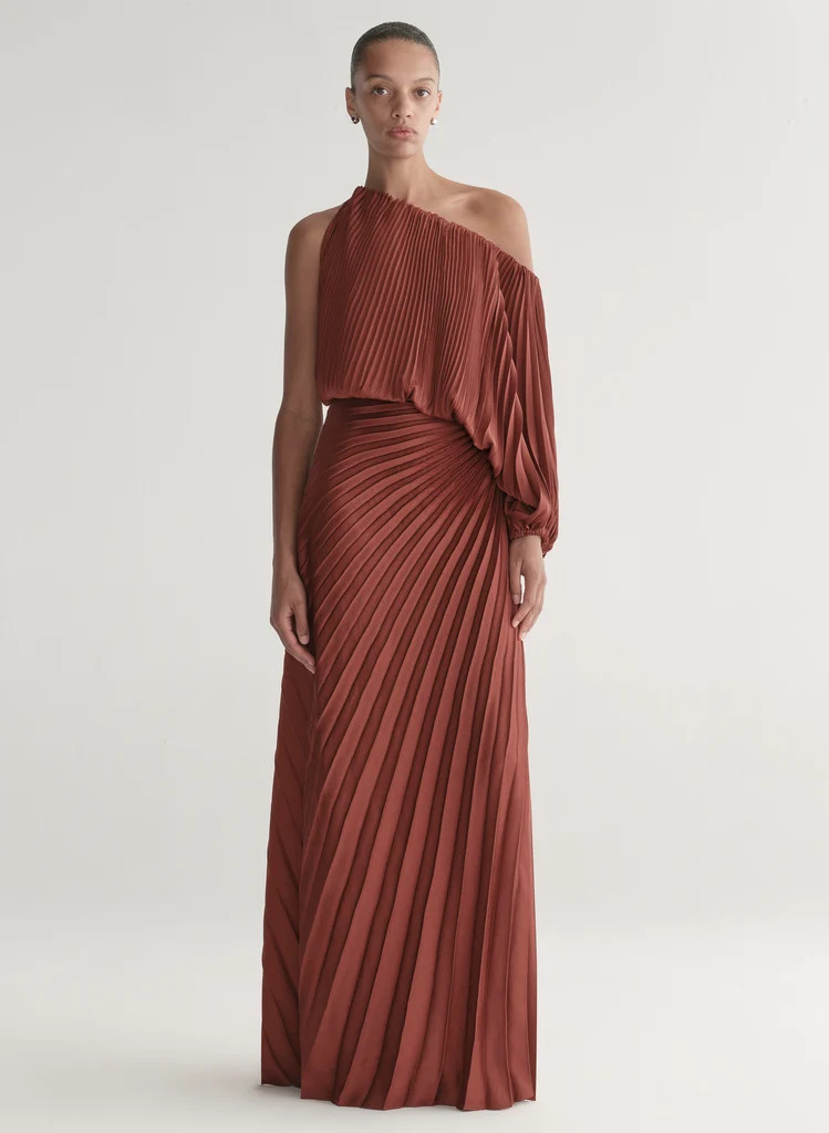Bianca Satin Pleated Maxi Skirt | A.L.C