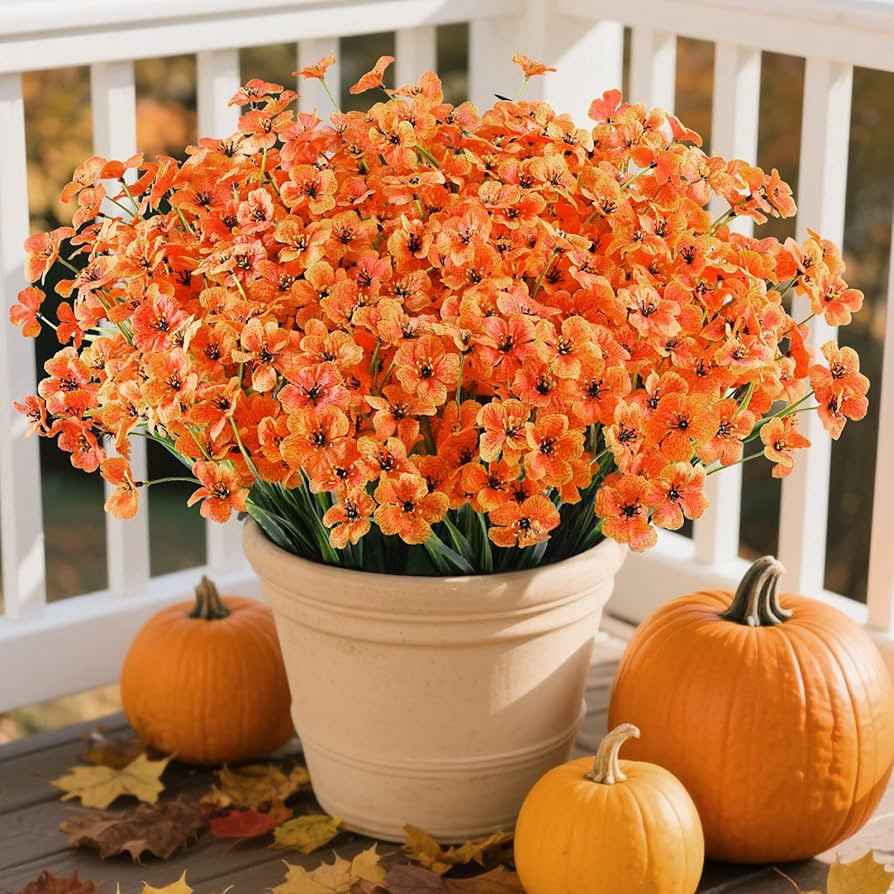 AGIRL 24 Bundles Artificial Fall Flowers Outdoor Indoor Decoration,Fake Plastic Flowers,Faux Autu... | Amazon (US)