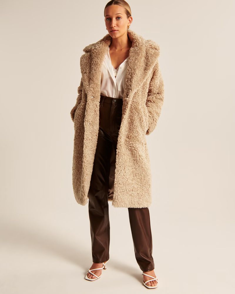 Women's A&F Teddy Long Coat | Women's Coats & Jackets | Abercrombie.com | Abercrombie & Fitch (US)