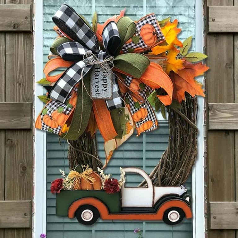 LIHUA Pumpkin Wreath 3D High Pigmented Acrylic Halloween Farmhouse Vintage Truck Decorations for ... | Walmart (US)