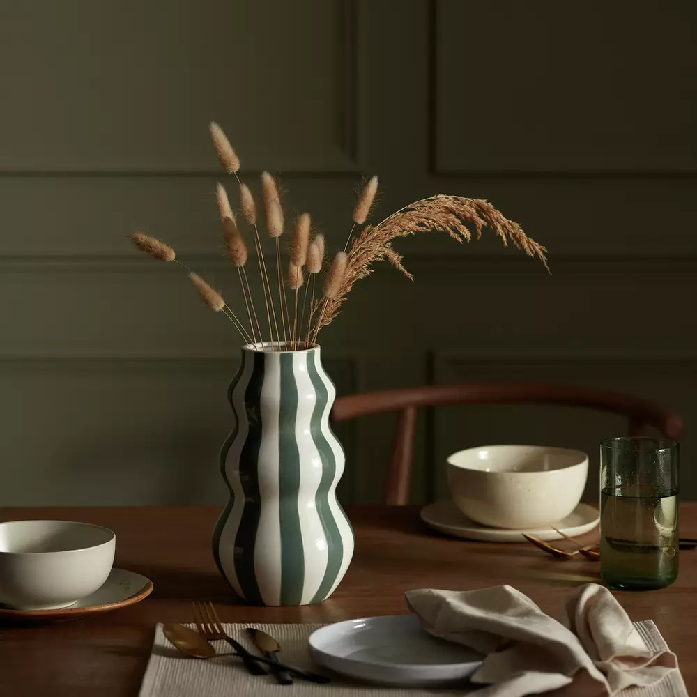 Buy Habitat Hand Painted Stripe Vase - Green | Vases | Argos | argos.co.uk