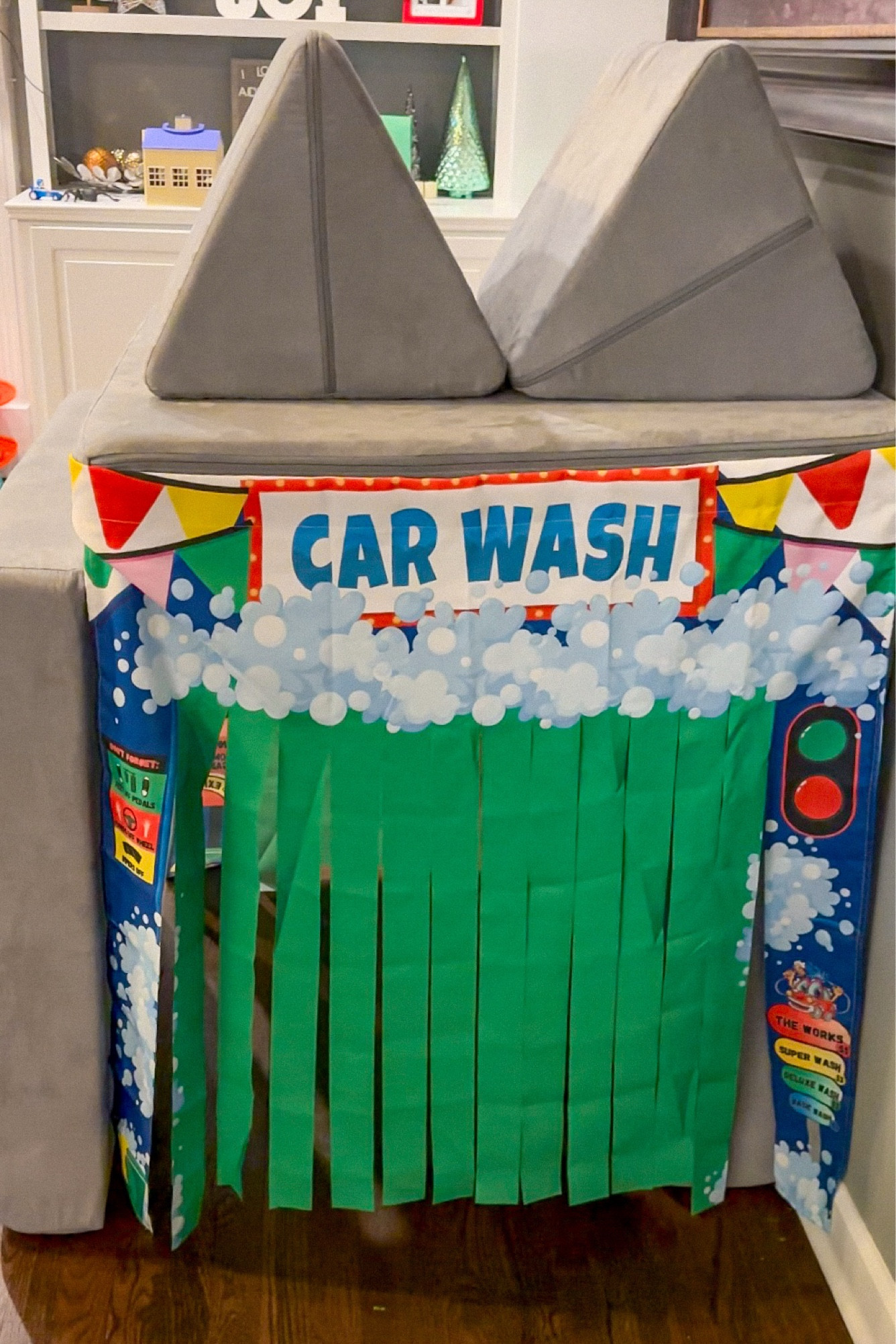 My kids favorite toy - the car wash. Pretend Play Car Wash that attaches to
Toy couches to give you a realistic car wash you can drive through. The adjustable strap makes it perfect for any size toy couch 


#LTKFamily #LTKKids