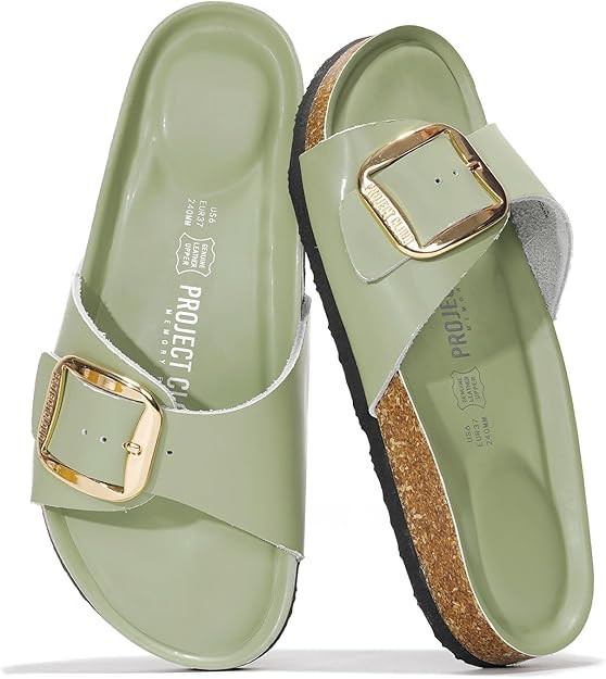 Amazon.com | Project Cloud 100% Genuine Leather Sandals Women Dressy Beach Essentials Slides for ... | Amazon (US)