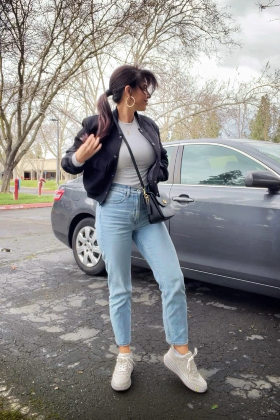 A windy day calls for a cute cropped bomber jacket! Jeans are Abercrombie. I do a size 25, regular in their Curve Love. Top is Abercrombie as well, size XS. Sneakers are so comfortable and TTS, did my regular size 7. And my Coach crossbody comes with 3 different straps for different occasions! Like getting 3 for 1🖤

#LTKover40 #LTKfindsunder50 #LTKitbag