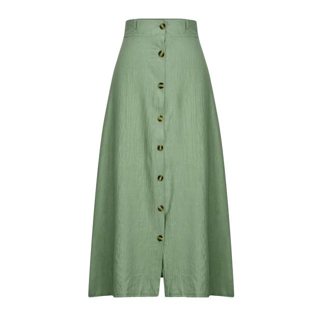 Women’s Boho Maxi Skirt Ruffle Swing Button Front Midi Long A-Line Skirt Full Length Long Maxi ... | Walmart (US)