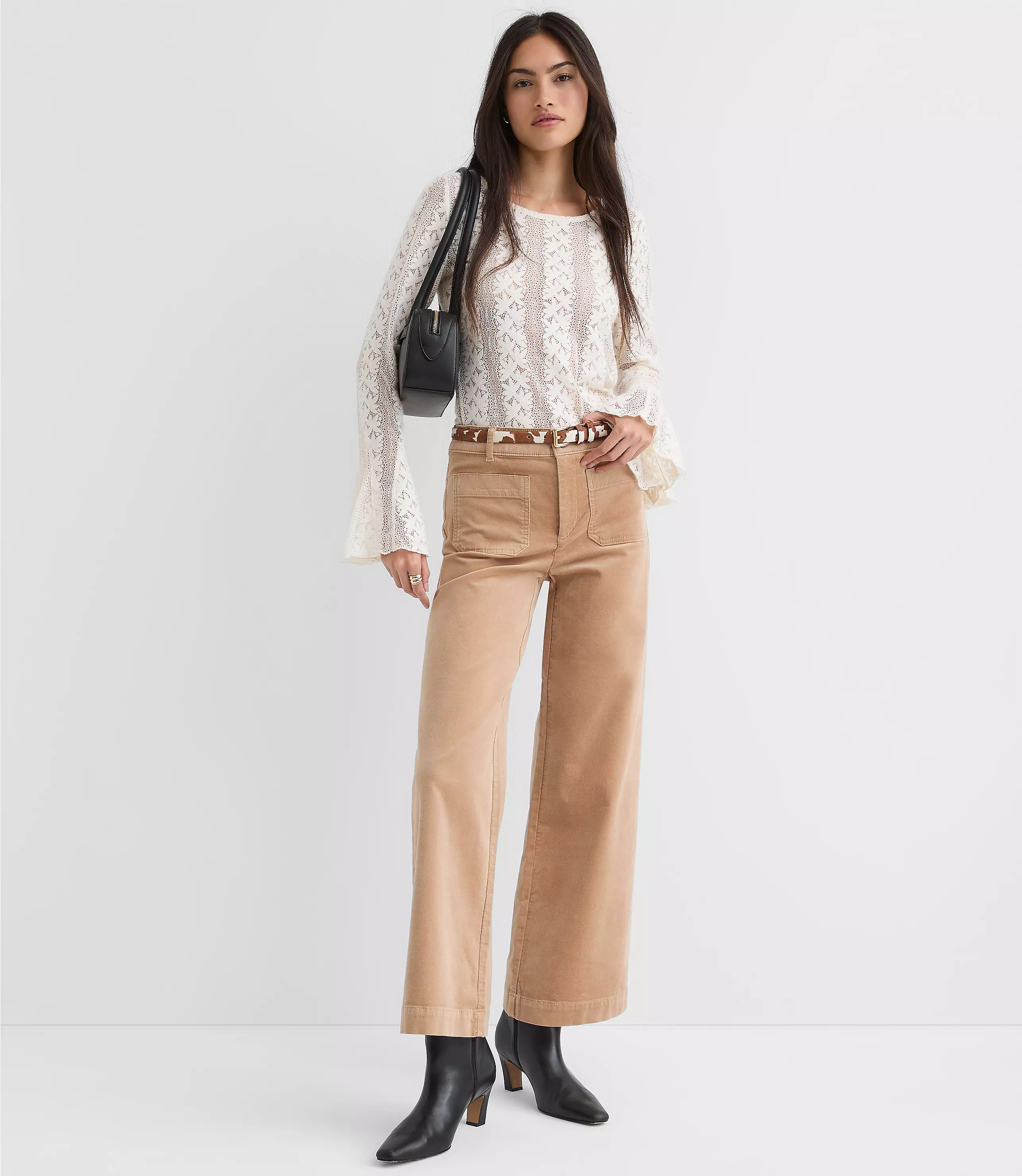 Palmer Wide Leg Pants in Stretch Velvet | LOFT