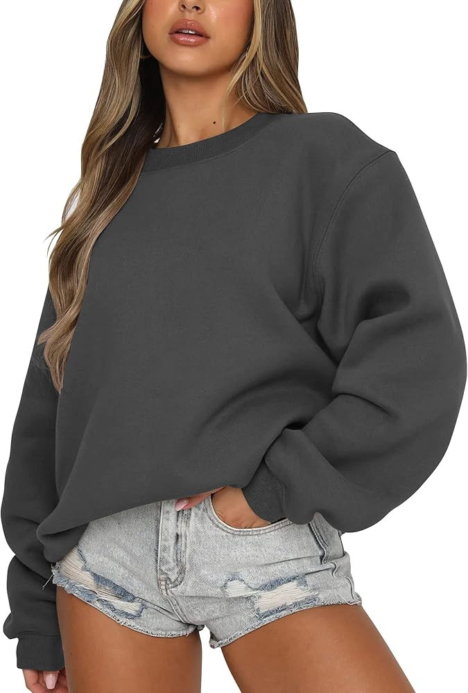 Fanway&EC Sudadera de manga larga para mujer, casual, cuello redondo, sudadera con capucha de gra... | Amazon (US)