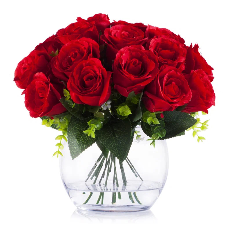 Silk Roses Arrangement in Pot | Wayfair North America