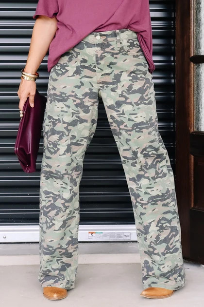 JUST BLACK Camouflage Straight Leg Jean | The Willow Tree