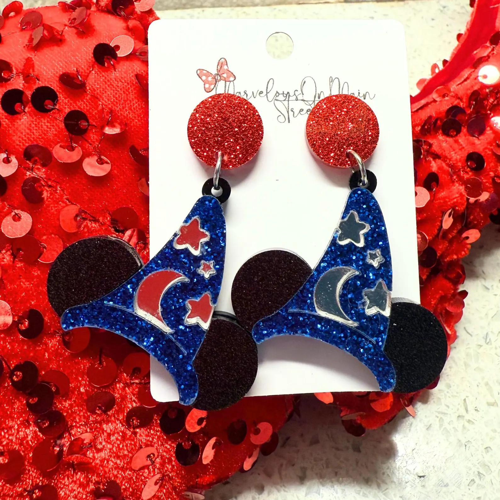 Sorcerer Mickey Hat - Lightweight Acrylic Dangle Drop Costume Statement Jewelry - Hypoallergenic ... | Etsy (US)