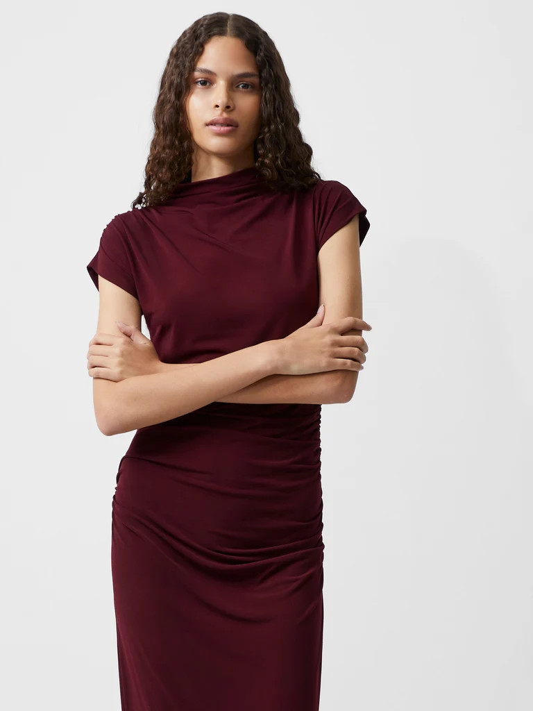 Draped Samira Mock Neck Dress | French Connection (UK)